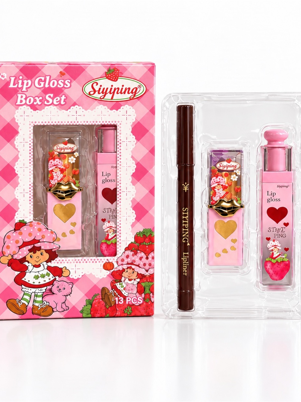Pink Lip Gloss Set - Strawberry Scented